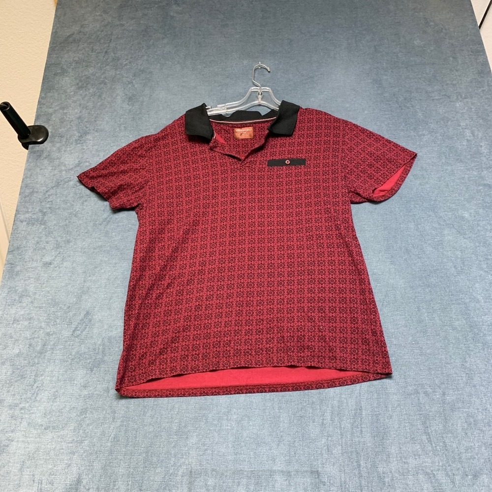 Consequence Golf Polo Shirt Mens XL Maroon All Over Print Collared Short Sleeve